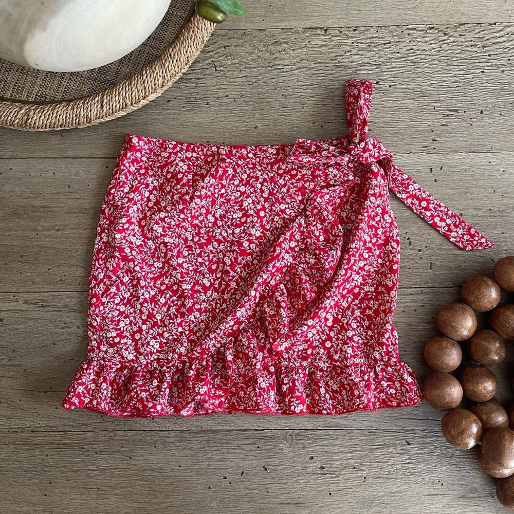 Floral Red Women's Skirt